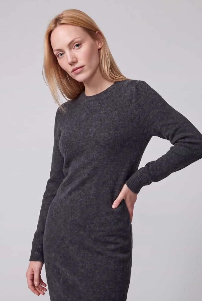 Vero Moda Doffy tricotjurk donkergrijs zwart, foto 6