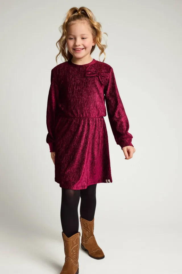 LOOXS little fluwelen A-lijn jurk donkerrood