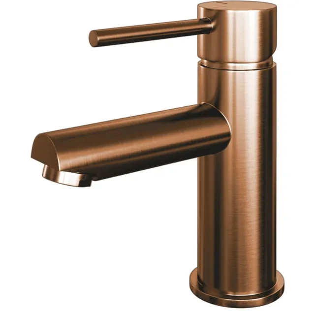 Brauer Wastafelmengkraan Brauer Copper Edition Coldstart Opbouw Laag Ronde Hendel Geborsteld Koper PVD