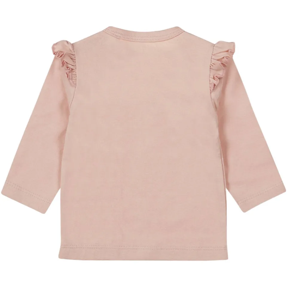 Dirkje longsleeve met printopdruk en ruches roze, foto 3