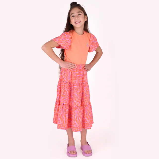 B.Nosy maxi rok met panterprint roze Roze/oranje