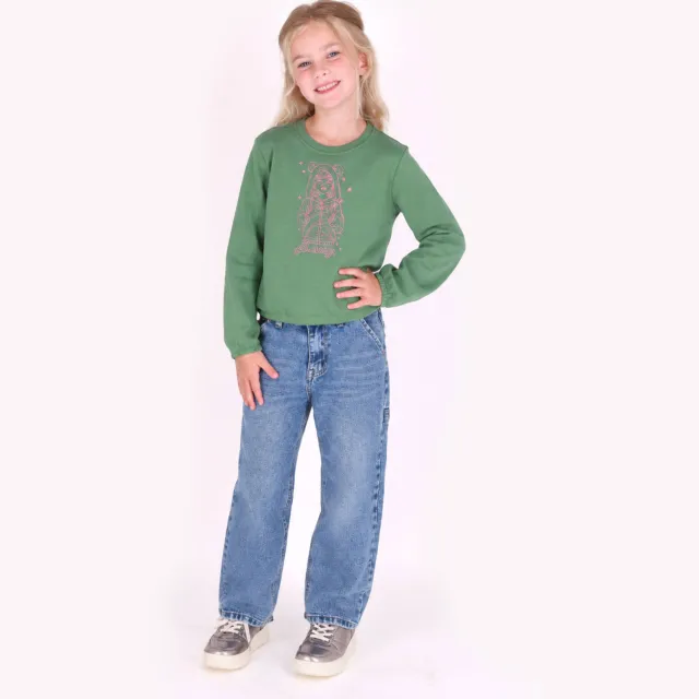 B.Nosy rechtvallende sweater met print - groen