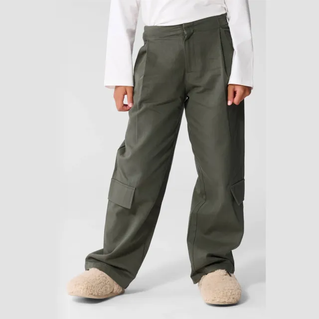 Shoeby high waist cargobroek donkergroen, foto 5