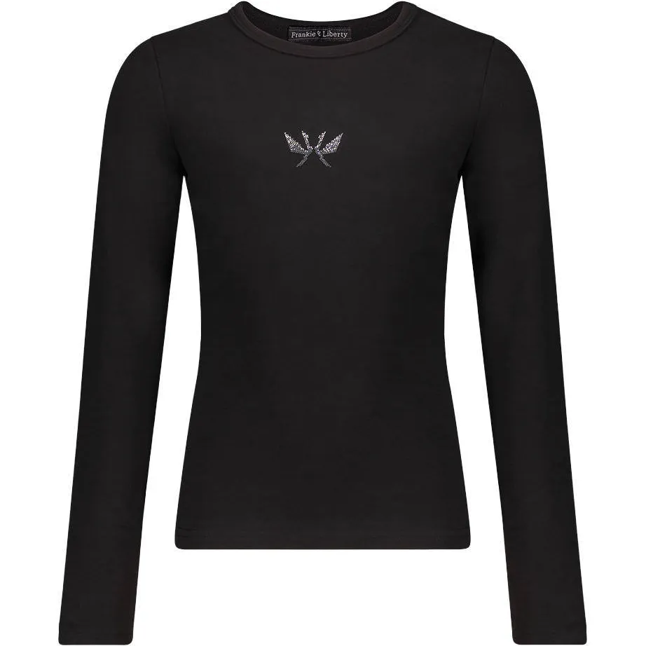 Frankie&Liberty aansluitende longsleeve met strass-steentjes zwart, foto 2