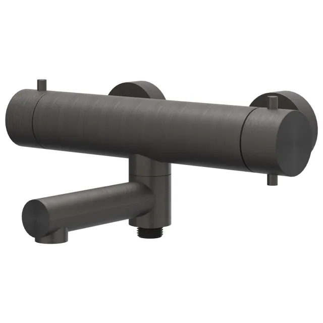 IVY Badthermostaatkraan IVY Concord Opbouw Omstel Met Draaibare Baduitloop Met Omstel RVS316 Geborsteld Carbon Black PVD Geborsteld RVS316 Carbon Black PVD