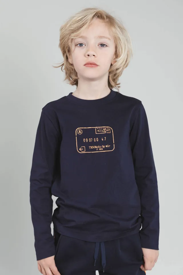 TYGO & vito jersey longsleeve met print donkerblauw