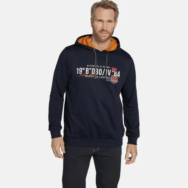 Jan Vanderstorm +FIT Collectie hoodie JORRIT Plus Size met printopdruk donkerblauw
