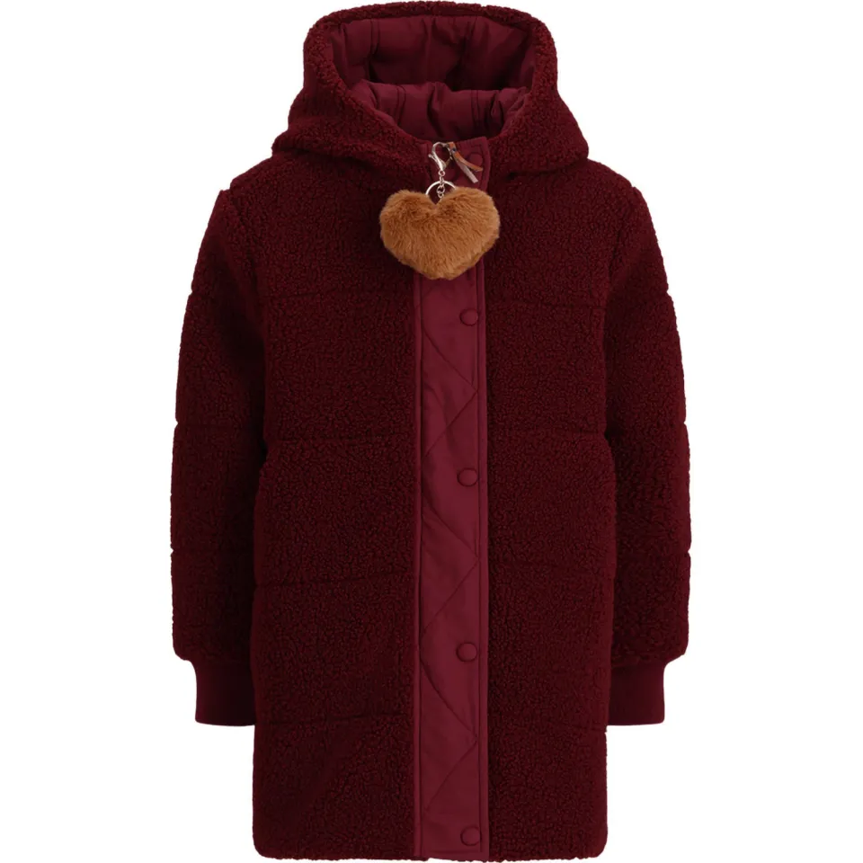 Nono reversible teddy winterjas donkerrood, foto 7
