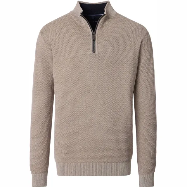 Casa Moda Sweaters Casamoda Halfzip Trui Structure Beige