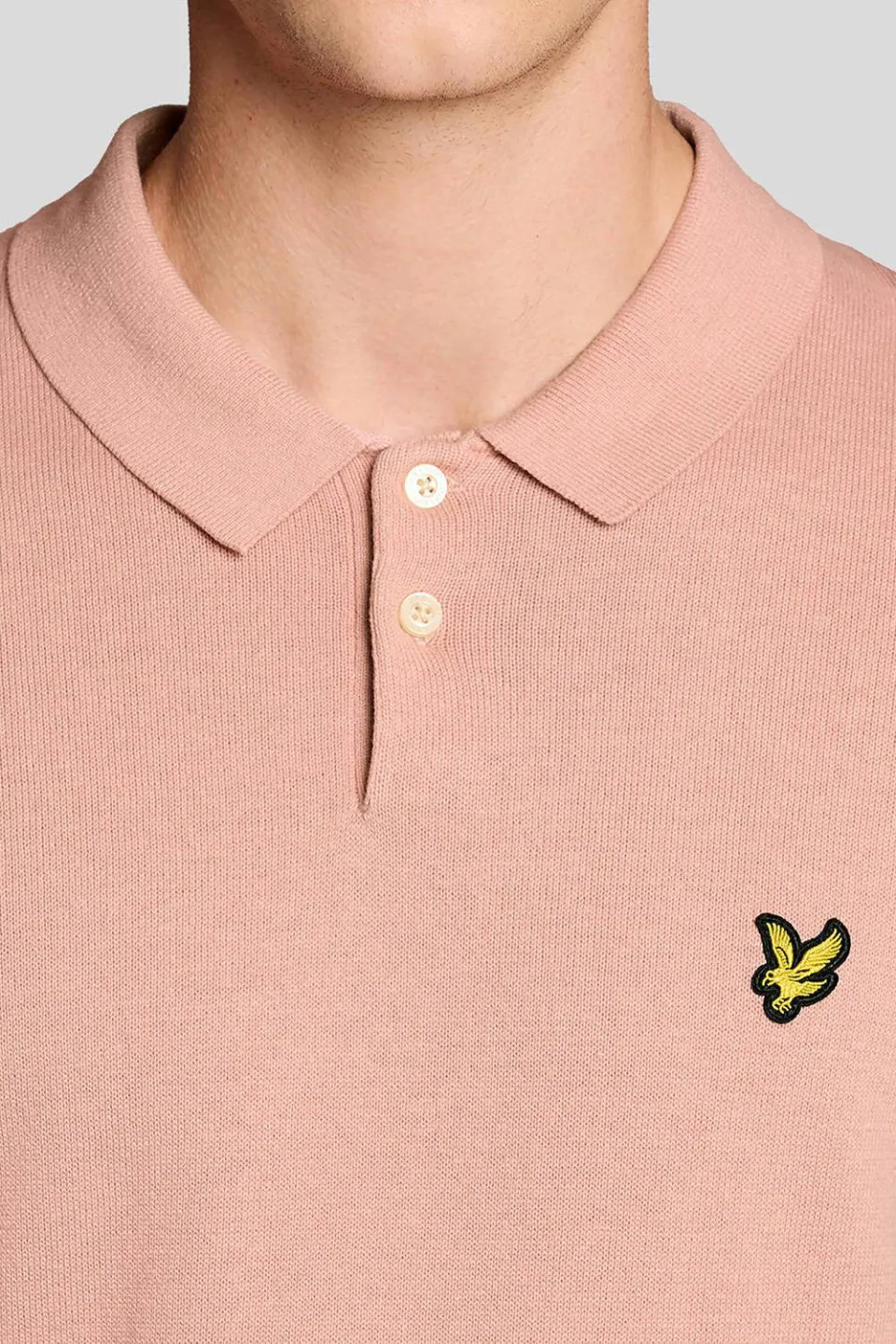 Lyle & Scott regular polo fijn gebreid roze, foto 4