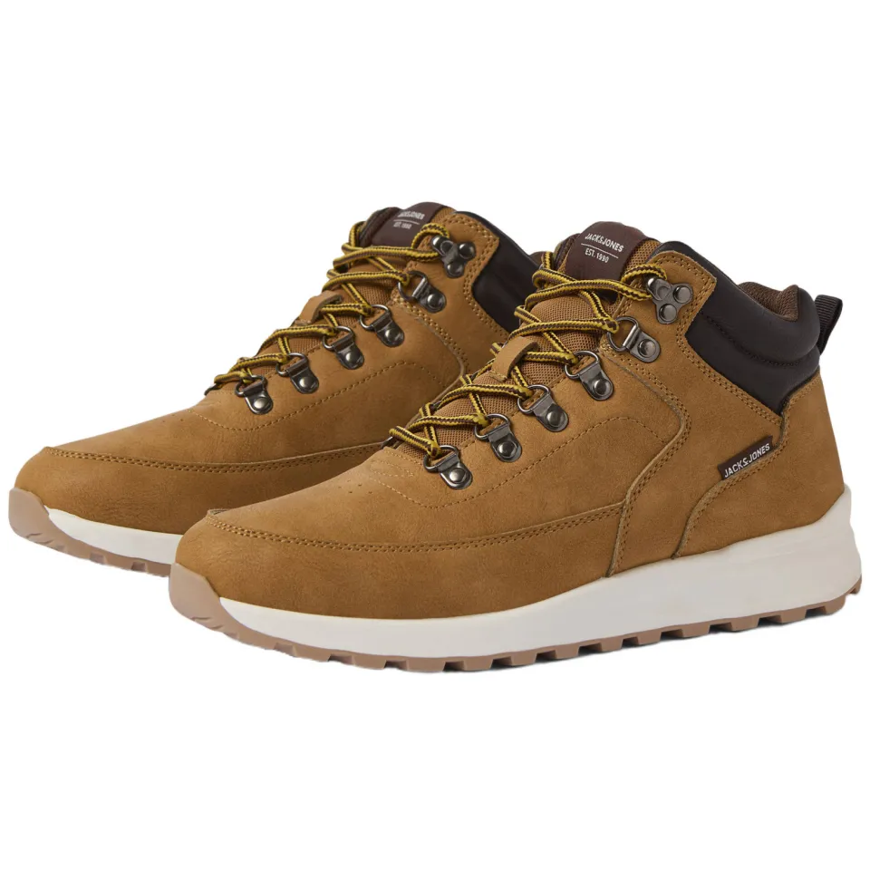 Jack & Jones imitatieleren veterboots met profielzool - cognac, foto 4