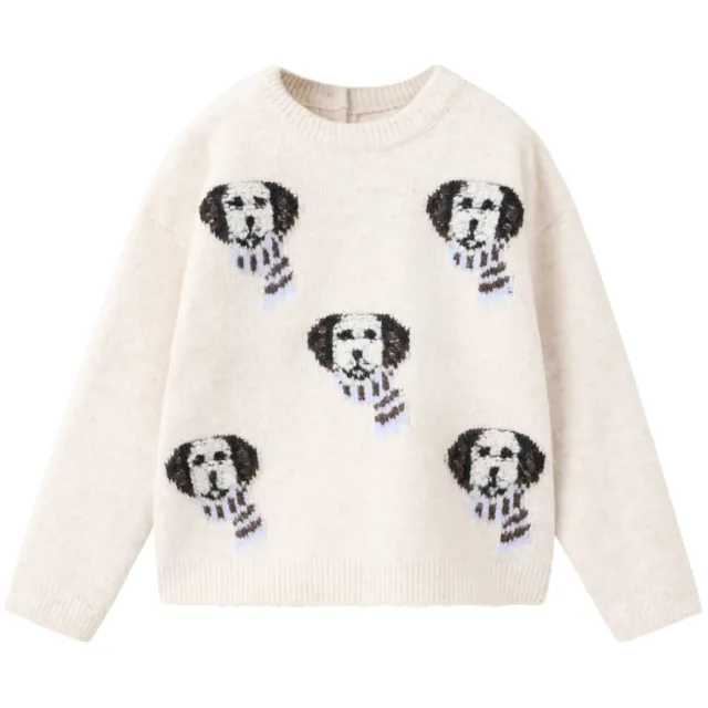 Mango Kids gebreide trui met print - beige Lichtbeige