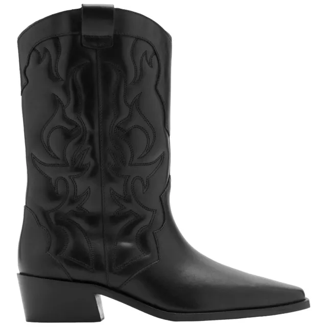 Mango TEEN leren western laarzen - zwart