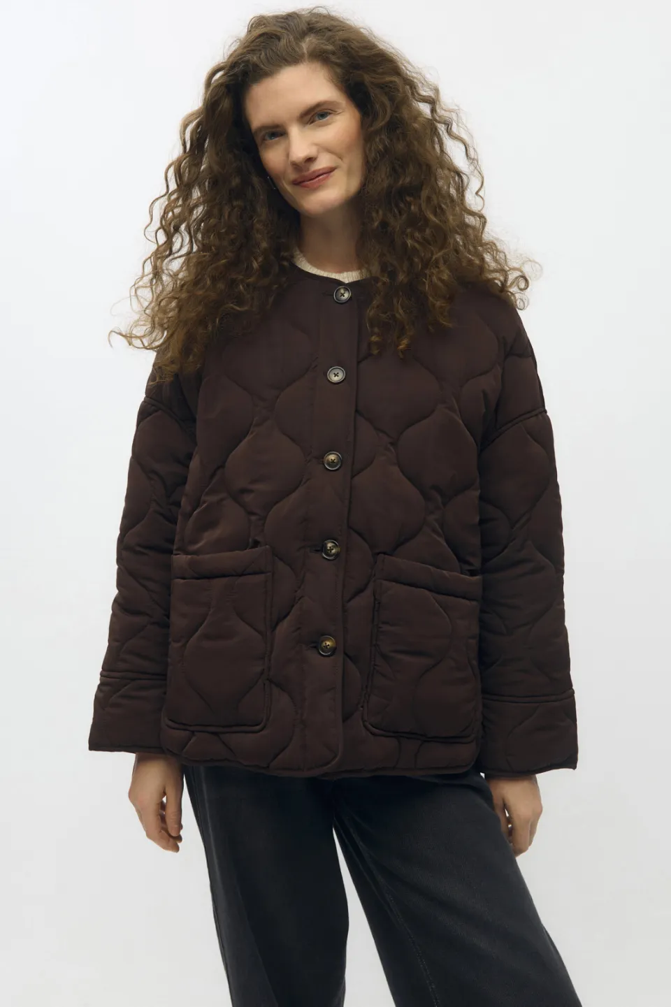 Object Allie quilted jas bruin, foto 5