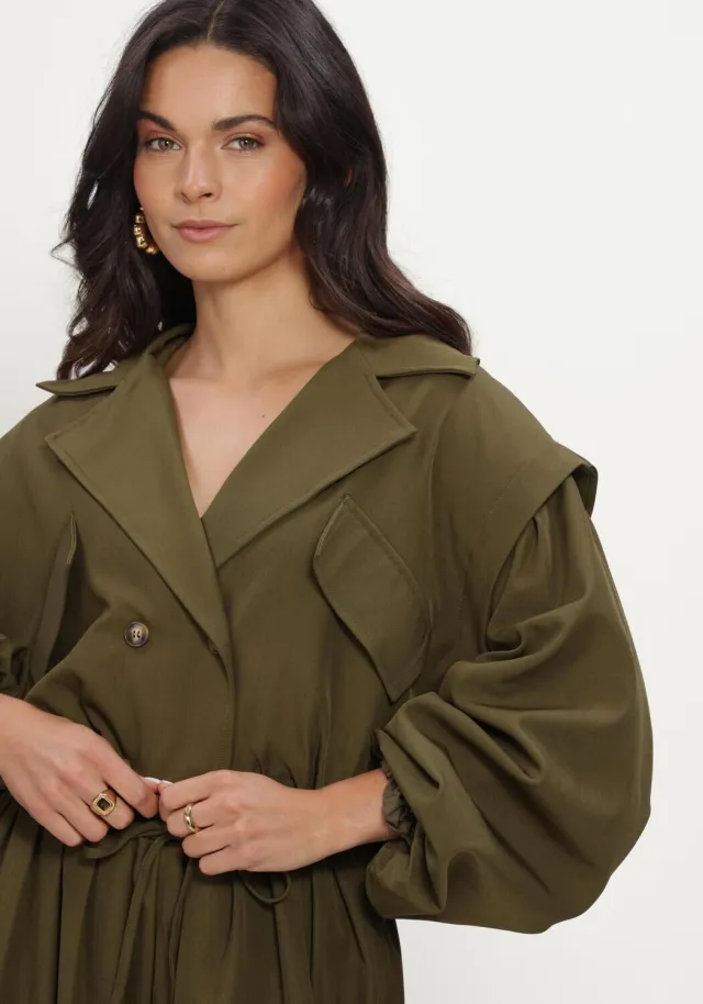 Refined Department Dames Jassen Ladies Woven Bomber Trenchcoat Laya - Olijf