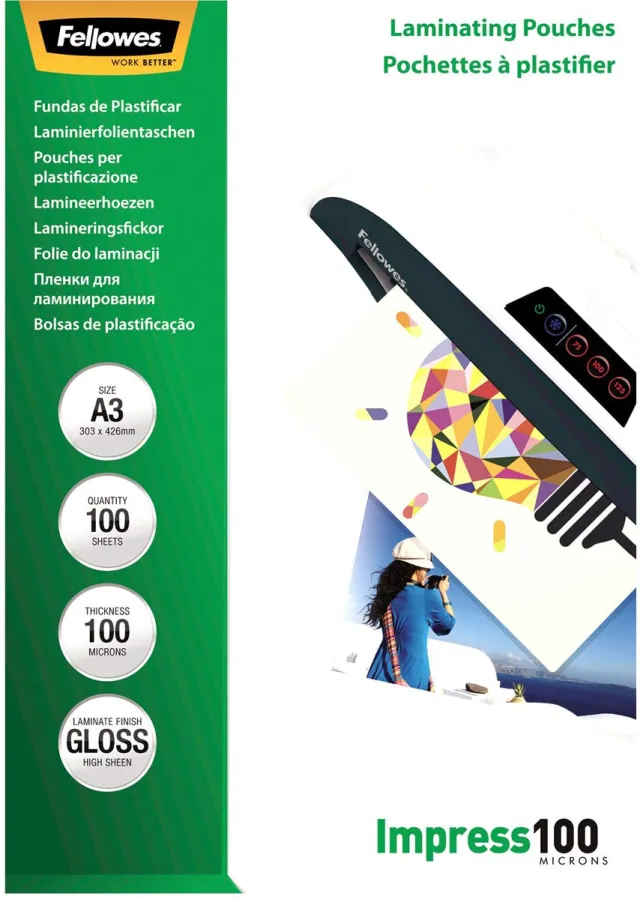 Fellowes Lamineerhoes fellowes a3 2x100micron glans 100 Stuks