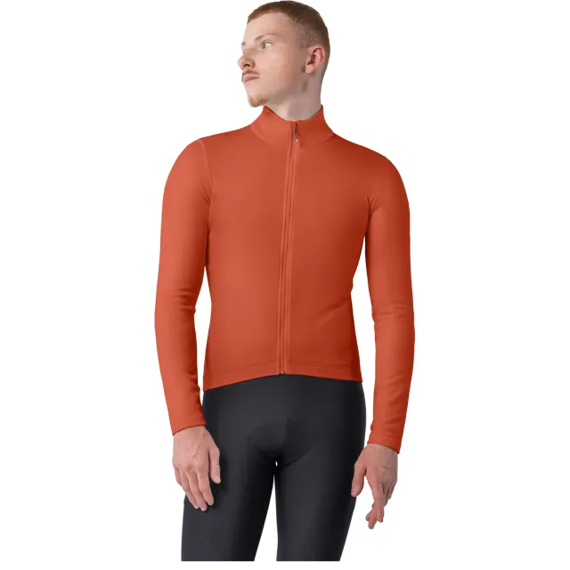 Castelli Competizione Thermal lange mouw fietsshirt roestrood Wit