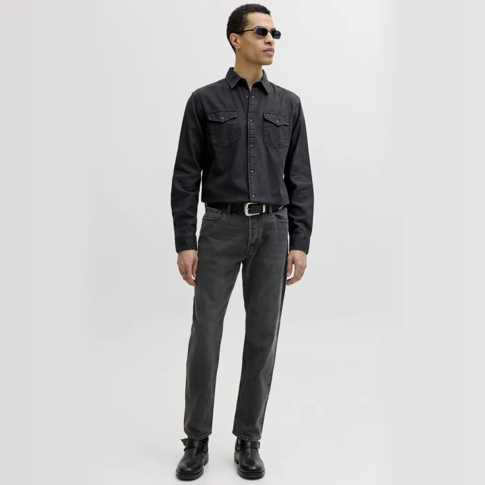 Jack & Jones ESSENTIALS regular casual overhemd black denim, foto 4