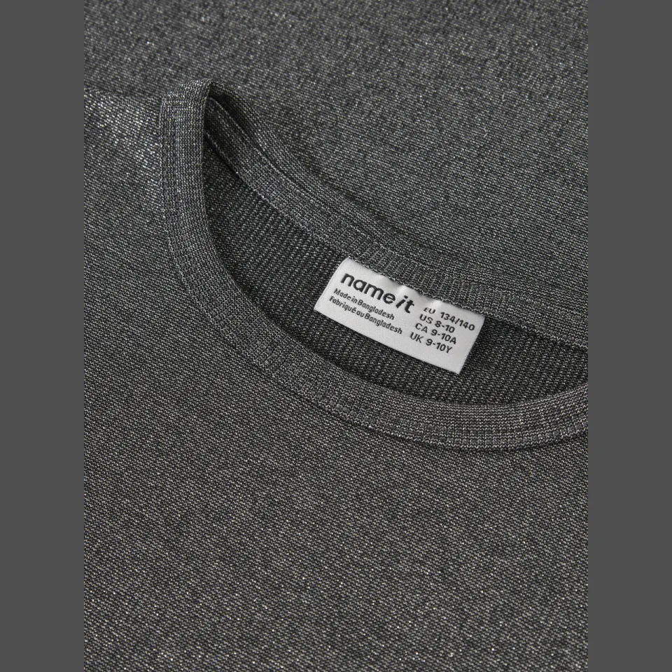 NAME IT KIDS rechtvallende longsleeve met glitters grijs, foto 3