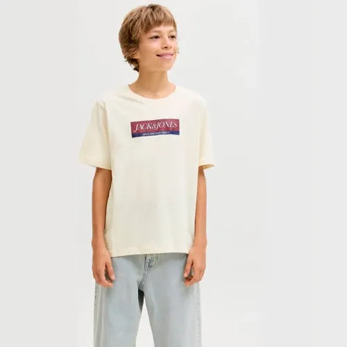 Jack & Jones Junior T-shirt ecru met logo, foto 2