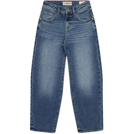 Vingino Keaton baggy jeans - Mid Blue Wash Blauw Jongens Denim Effen
