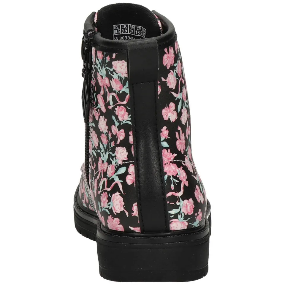 Skechers gebloemde enkelboots met profielzool - zwart/roze, foto 4