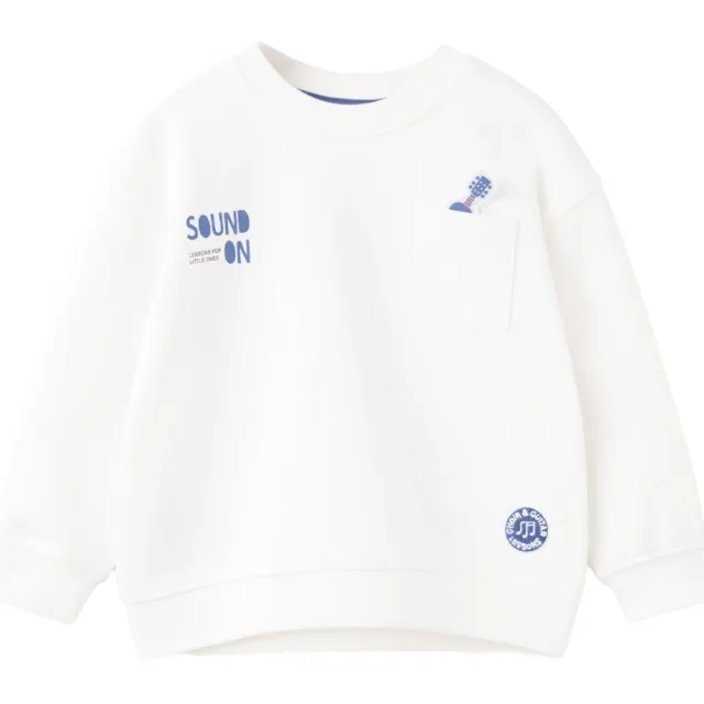 Mango Kids sweater met backprint - wit Wit/blauw