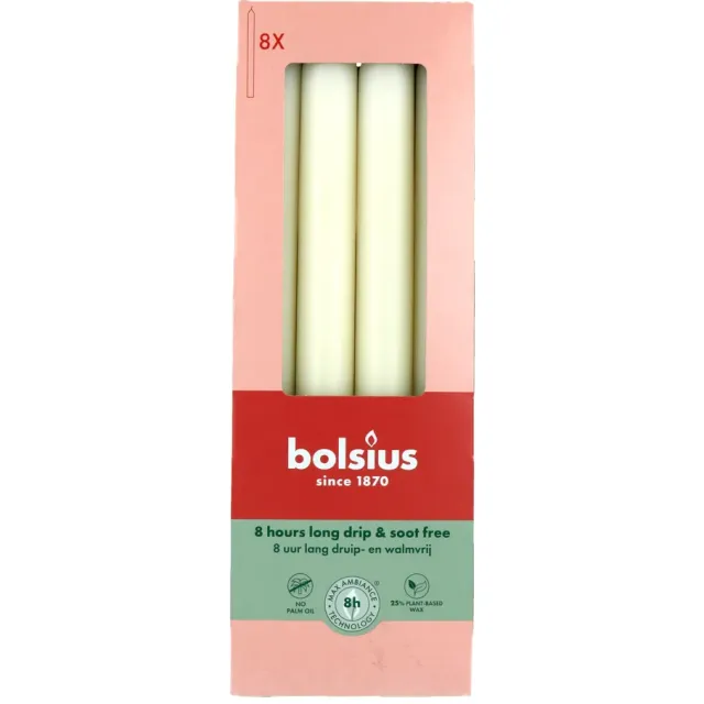Bolsius dinerkaarsen soft pearl 23 cm