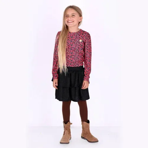 B.Nosy Dilly gebloemde midi jurk roze zwart, foto 2