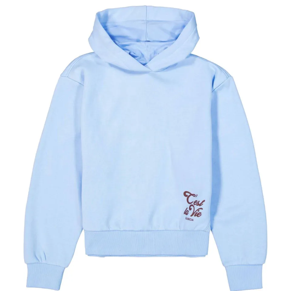 Garcia oversized hoodie met borduursels en backprint - lichtblauw, foto 2