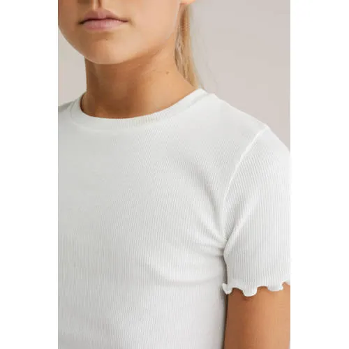 WE Fashion T-shirt met ruches ecru, foto 5