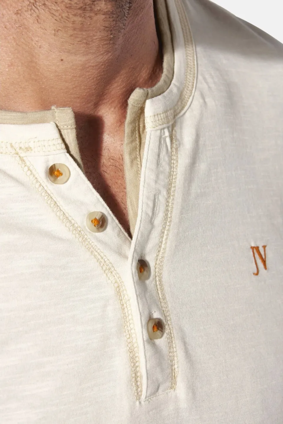 Jan Vanderstorm Thokhelm Henley T-shirt wit, foto 4