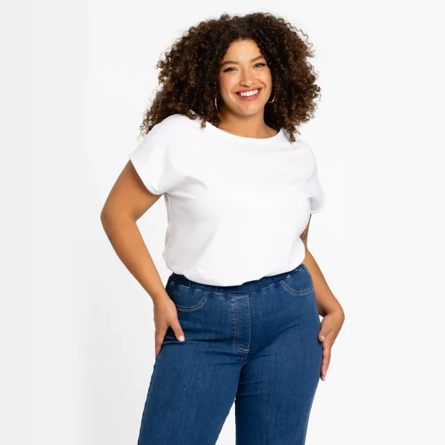 Yoek COTTON T-shirt kapmouwen wit