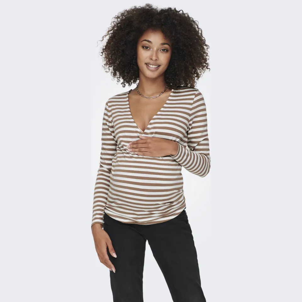 Only Maternity zwangerschaps- en voedings overslagtop bruin, foto 4