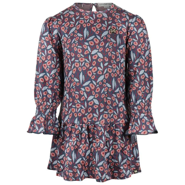 Koko Noko midi jurk met bloemenprint blauw/roze, foto 2