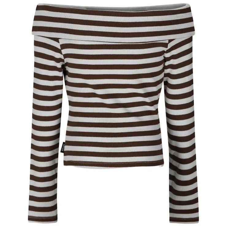Retour Jeans off shoulder gestreepte top bruin, foto 3