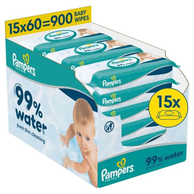 Pampers 99% Water billendoekjes - 15 x 60 doekjes