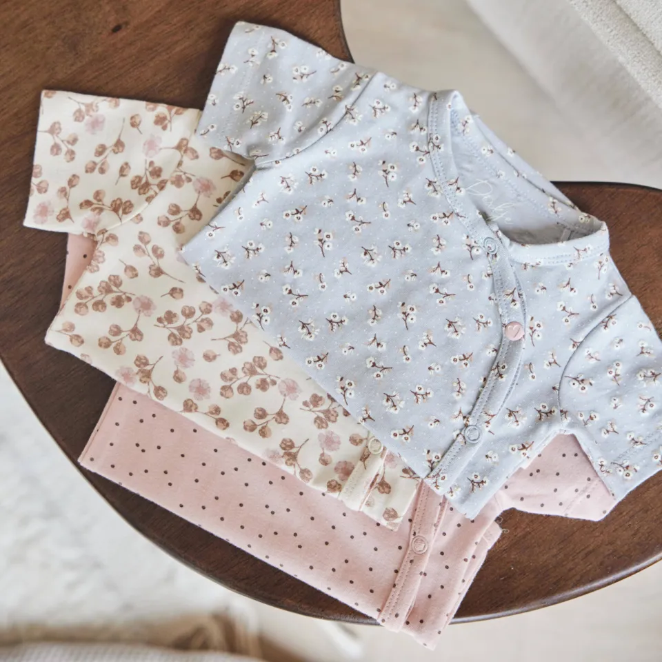 Dirkje rompers met print (set van 3) roze/grijs/beige, foto 3