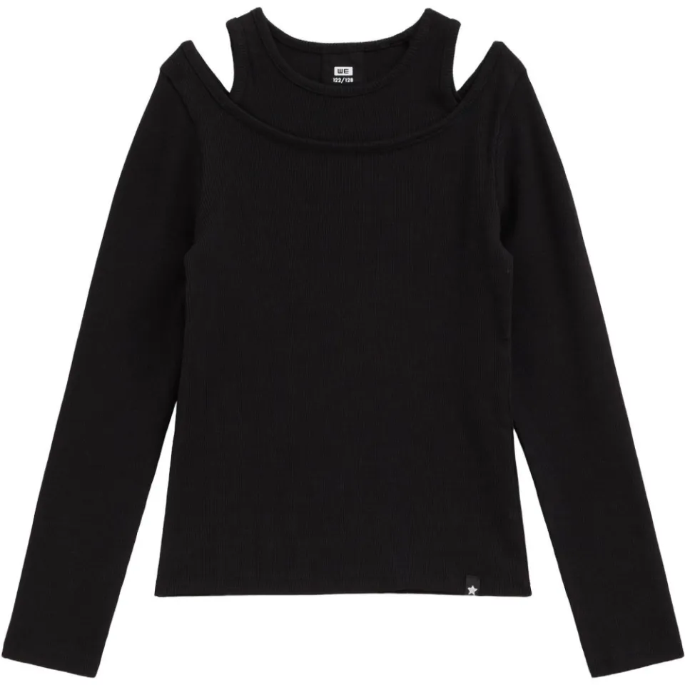 WE Fashion longsleeve met schouderopening zwart, foto 2