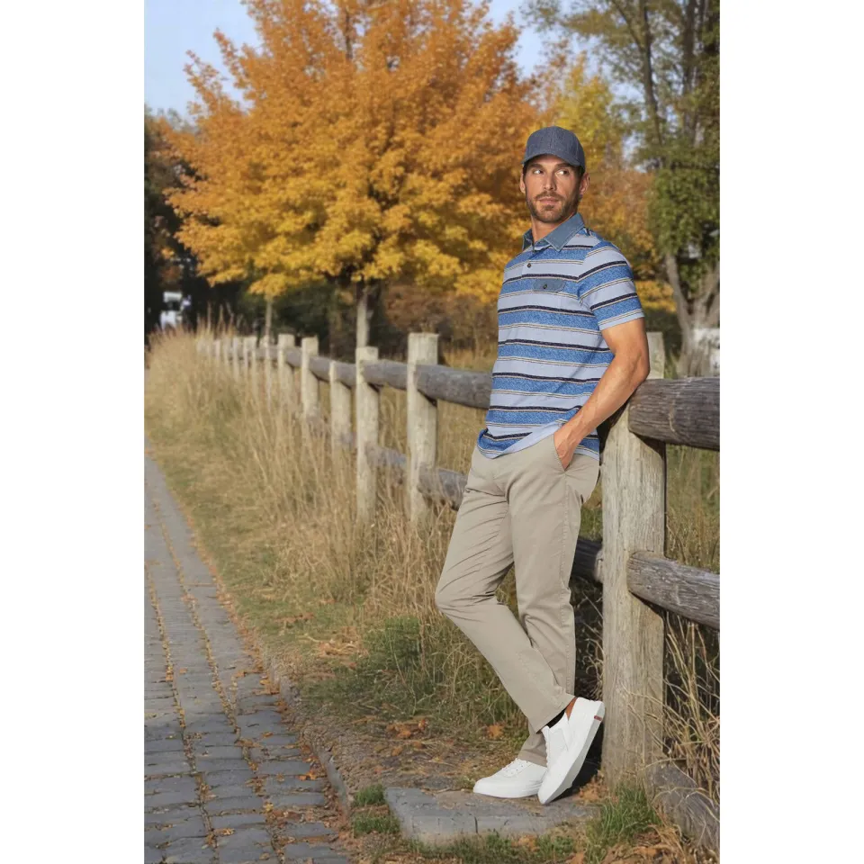 Babista regular fit gestreepte polo Plus Size - lichtblauw, foto 3