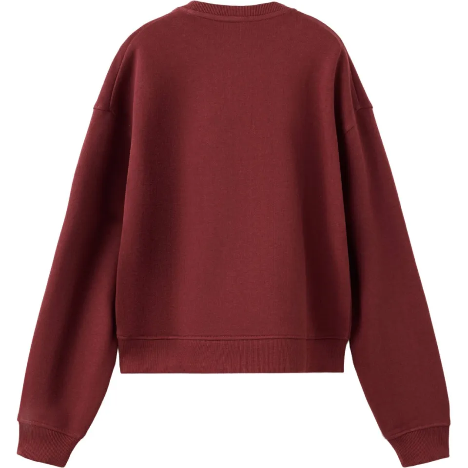 Mango Kids rechtvallende sweater met tekst - donkerrood, foto 3