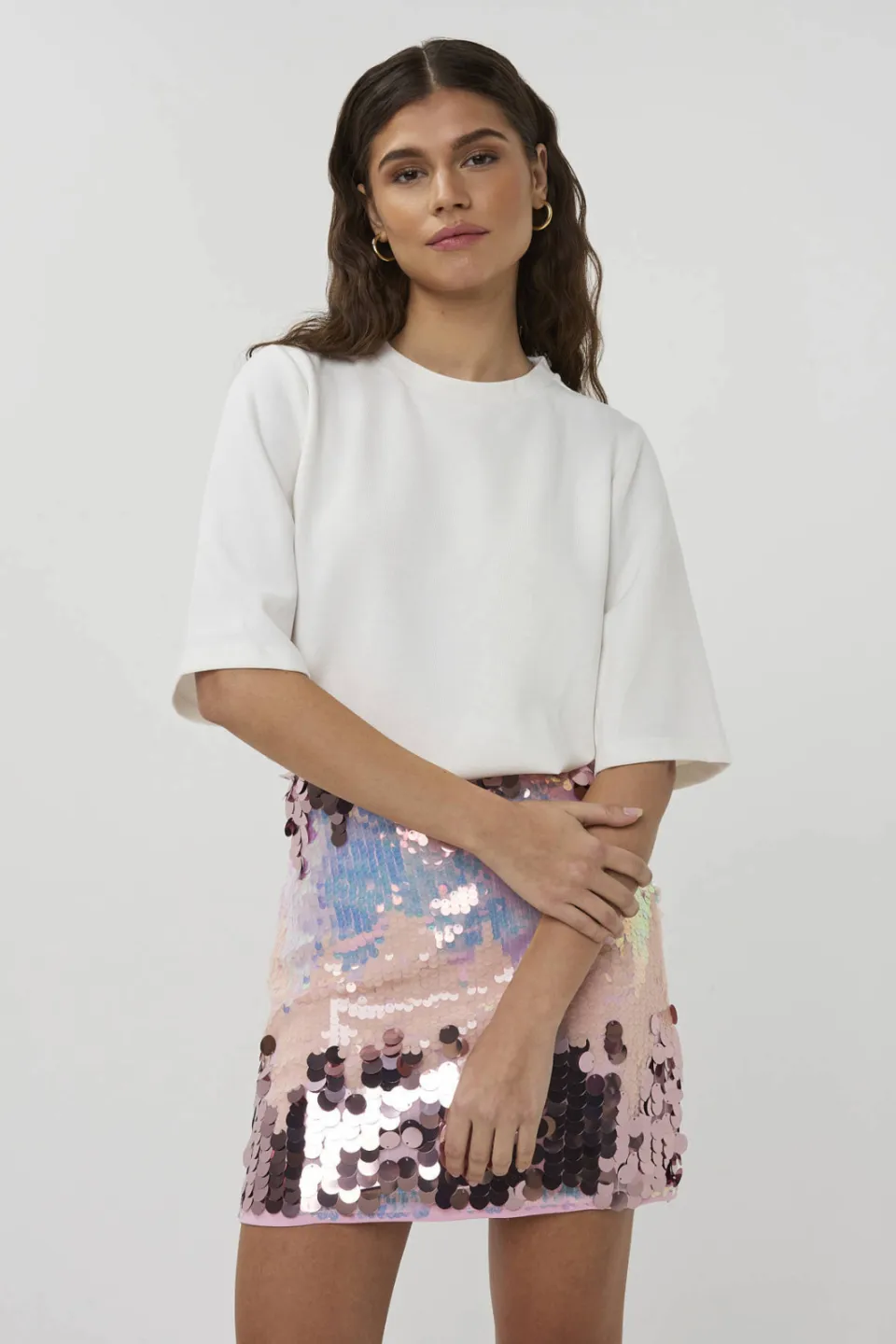Studio AMAYA korte rok met pailletten roze, foto 2