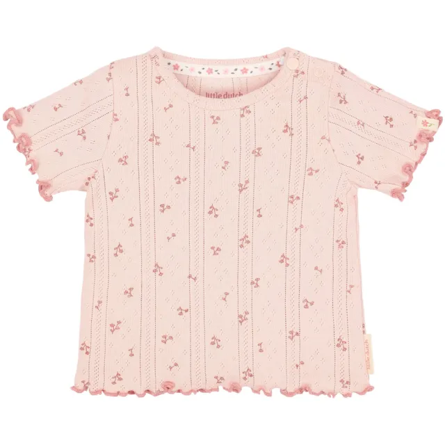 Little Dutch gebloemd T-shirt fijn gebreid lichtroze