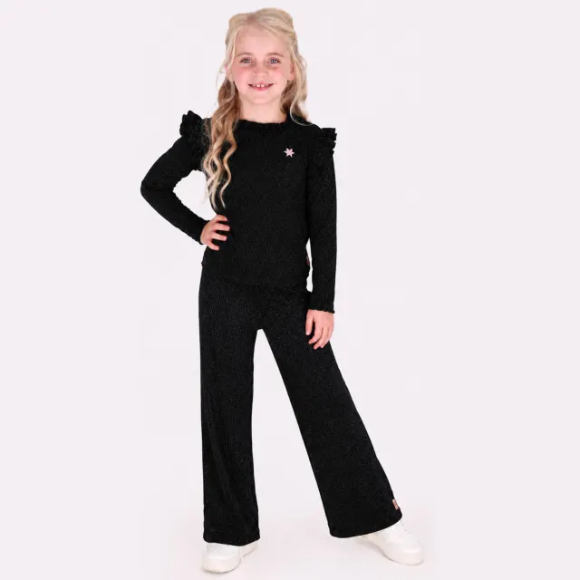 B.Nosy aansluitende longsleeve met glitters zwart