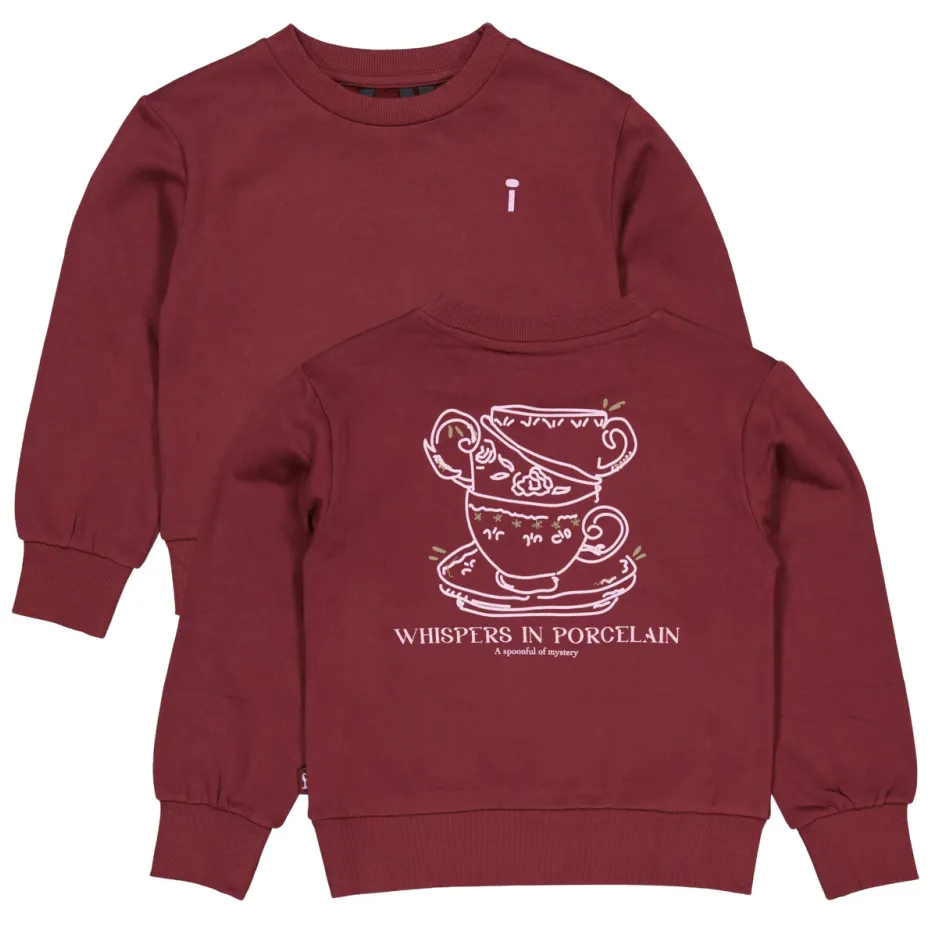 QPI sweater met backprint - donkerrood, foto 4