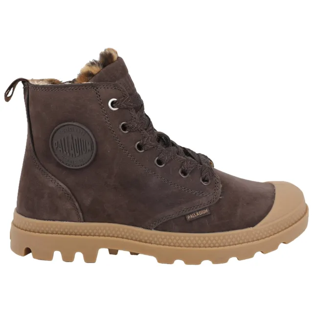 Palladium PAMPA HI ZIP WL WILD leren sneakers met profielzool - donkerbruin