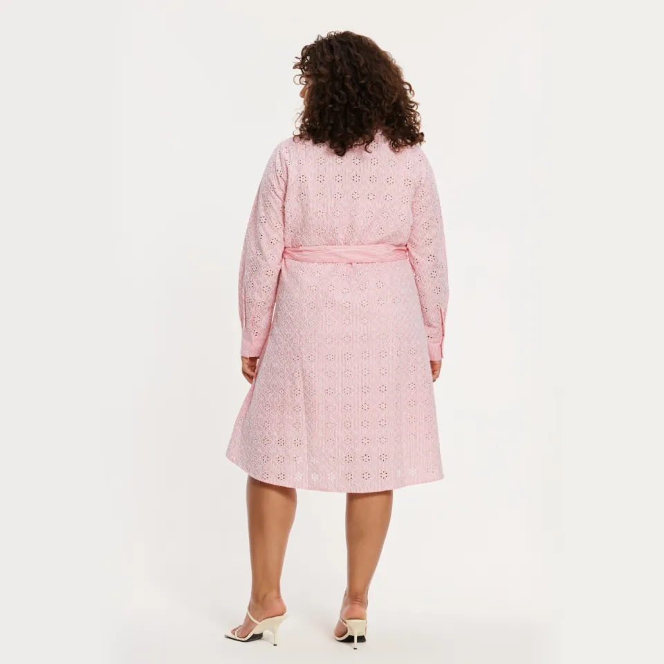 Yoek blousejurk broderie roze, foto 2