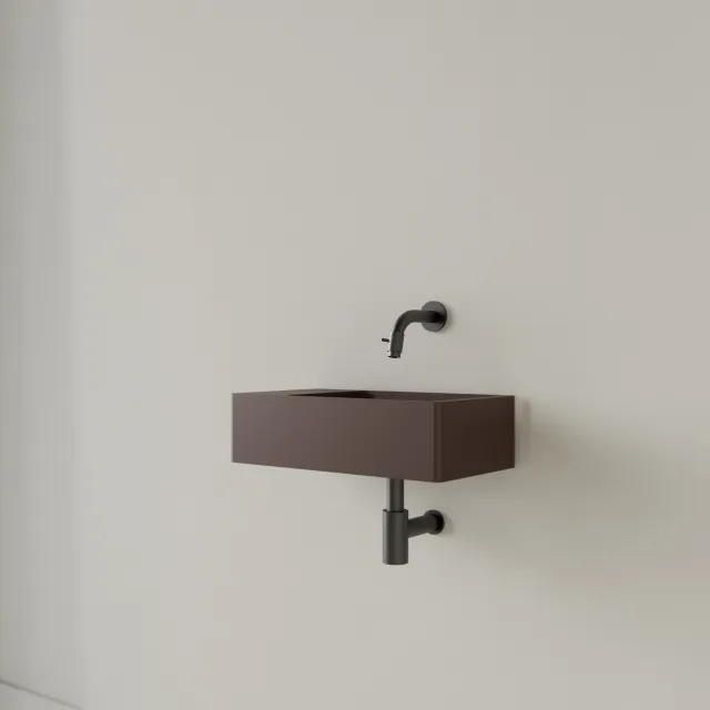 Gliss Design Fontein Gliss Design Freya Solid Marble 40x22x10 cm Zonder Kraangat Links Mat Choco Bruin