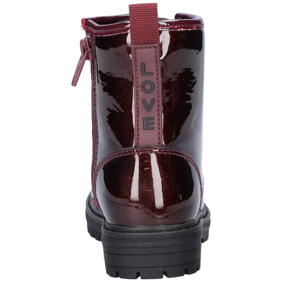 Nelson Kids lakleren enkelboots met glitters en profielzool - bordeaux, foto 5