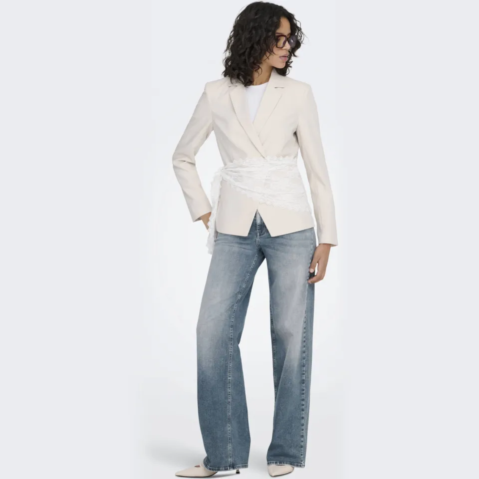 Only high waist wide leg jeans medium blue denim, foto 5